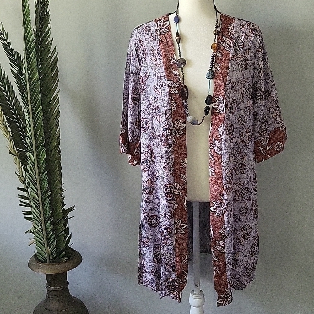 Maurices multicolored floral print open front kimono NWT